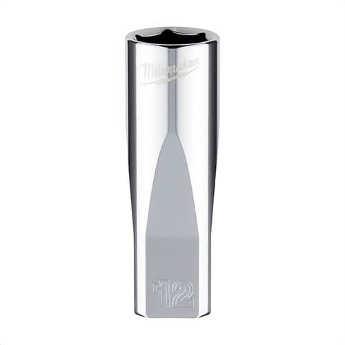 Milwaukee® 45-34-9050 Deep Socket, 1/4 in, 12 mm, 6 Points, Polished Chrome