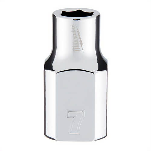 Milwaukee® 45-34-9077 Standard Socket, 3/8 in, 7 mm, 6 Points, Polished Chrome