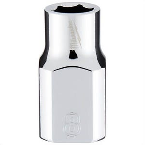 Milwaukee® 45-34-9078 Standard Socket, 3/8 in, 8 mm, 6 Points, Polished Chrome