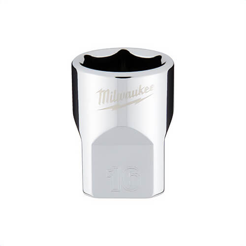 Milwaukee® 45-34-9086 Standard Socket, 3/8 in, 16 mm, 6 Points, Polished Chrome