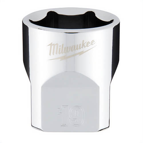 Milwaukee® 45-34-9089 Standard Socket, 3/8 in, 19 mm, 6 Points, Polished Chrome