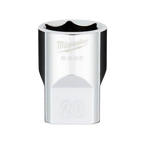 Milwaukee® 45-34-9121 Standard Socket with Four Flat™ Sides, 1/2 in, 20 mm, 6 Points