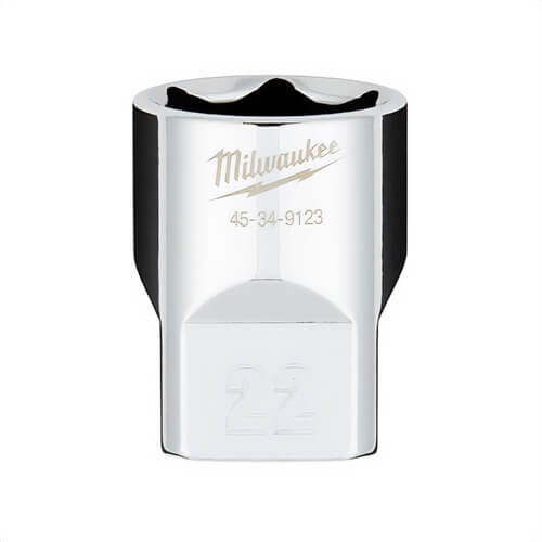 Milwaukee® 45-34-9123 Standard Socket with Four Flat™ Sides, 1/2 in, 22 mm, 6 Points