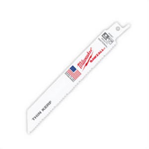 Milwaukee® Sawzall® 48-00-5091 Straight Back Thin Kerf Reciprocating Saw Blade, 6 in L x 3/4 in W, 8/12 TPI, Bi-Metal Body, Universal/Toothed Edge Tang