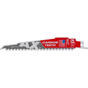 Milwaukee® 48-00-5321 Sawzall® The AX™ with Carbide Teeth Wood Blades, 6 in, 5 TPI, 3 pk