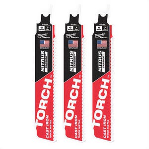 Milwaukee® 48-00-5361 Sawzall® Torch™ Saw Blade, 6 in L x 1 in W, 7 TPI, Cast Iron Body, Universal Tang, 3 pk