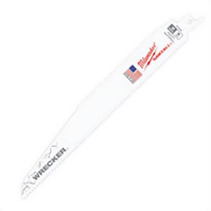 Milwaukee® Sawzall® The Wrecker™ 48-00-5706 Demolition Straight Back Reciprocating Saw Blade, 9 in L x 1 in W, 8 TPI, Bi-Metal Body