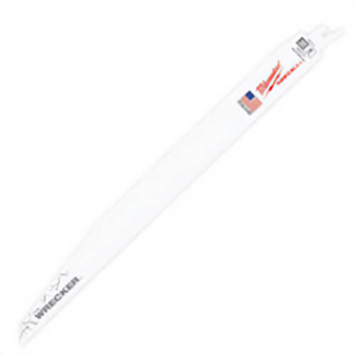 Milwaukee® Sawzall® The Wrecker™ 48-00-8711 Straight Back Reciprocating Saw Blade, 12 in L x 1 in W, 8 TPI, Bi-Metal Body, Universal/Toothed Edge Tang