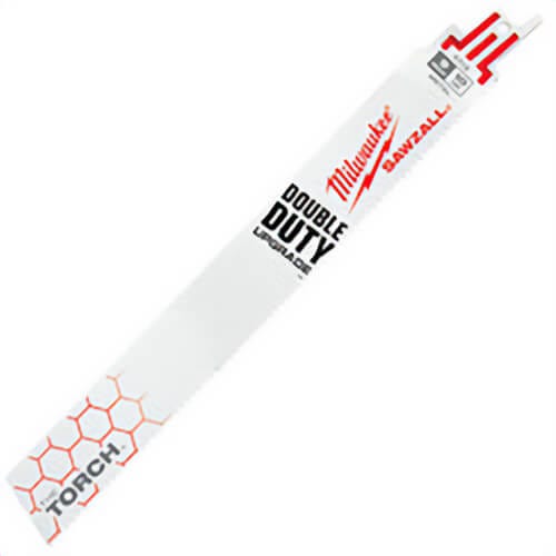 Milwaukee® Sawzall® 48-00-8713 Double Duty Straight Back Reciprocating Saw Blade, 9 in L x 1 in W, 10 TPI, Bi-Metal Body