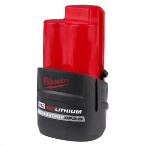 Milwaukee® 48-11-2425 M12 Battery, 2.5 Ah Battery Lithium-ion Battery, 12V Charge, for use with Milwaukee® 12V Cordless Tools