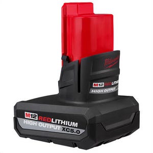 Milwaukee® 48-11-2450 M12 Battery, 5 Ah Battery Lithium-ion Battery, 12V Charge, for use with Milwaukee® 12V Cordless Tools