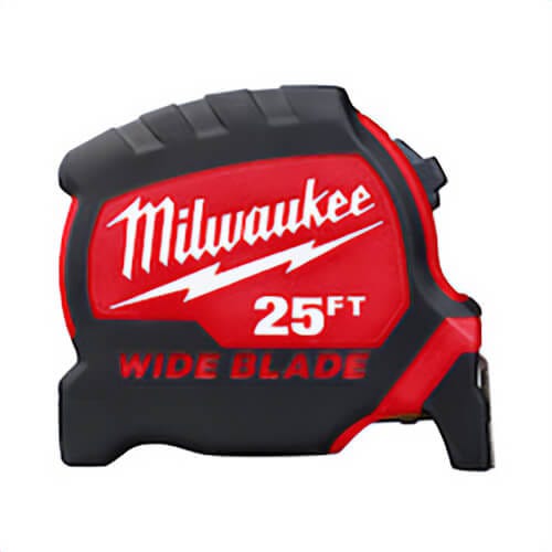 Milwaukee® 48-22-0225 Magnetic Wide Measuring Tape with Belt Clip, 25 ft L x 1-5/16 in W Blade, Steel Blade, 1 ft Graduation