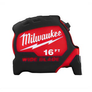 Milwaukee® 48-22-0416 Compact Wide Measuring Tape with Belt Clip, 16 ft L x 1-1/8 in W Blade, Steel Blade