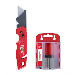 Milwaukee® 48-22-1504 Fastback™ Folding Utility Knife and Blade Set with Blade Storage, Steel Blade, 50 Blades, 6.87 in OAL
