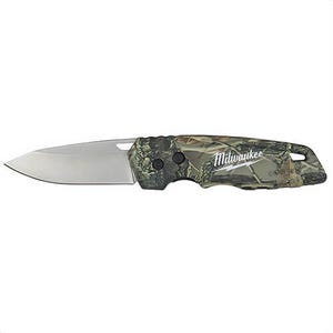 Milwaukee® 48-22-1524 Fastback™ Lockable Camo Folding Knife, Stainless Steel Drop Point Blade, 2.95 in L Blade