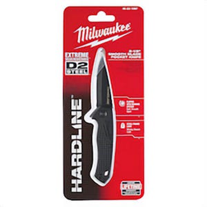 Milwaukee® Hardline™ 48-22-1997 Lockable Blade Folding Pocket Knife, D2 Steel Drop Point Smooth Blade, 2-1/2 in L Blade, Stainless Steel Grip