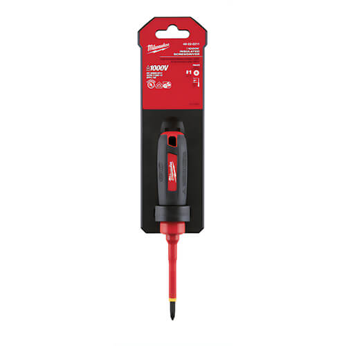 Milwaukee® 48-22-2211 Screwdriver, #1 Phillips® Point, Steel Shank, Plastic/Rubber Handle