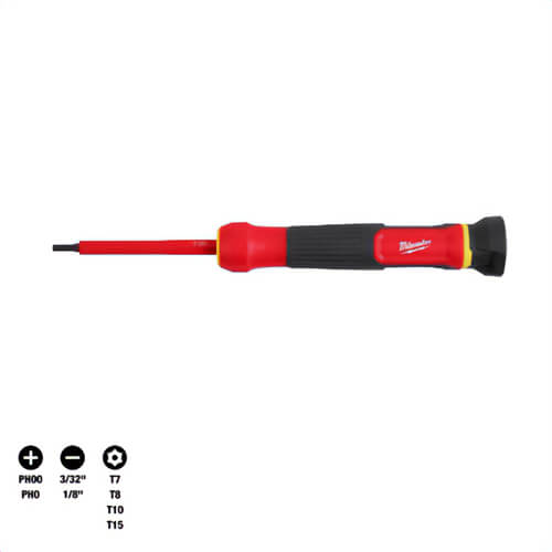Milwaukee® 48-22-2217 8-in-1 Insulated Precision Multi-Bit Screwdriver, 1,000V