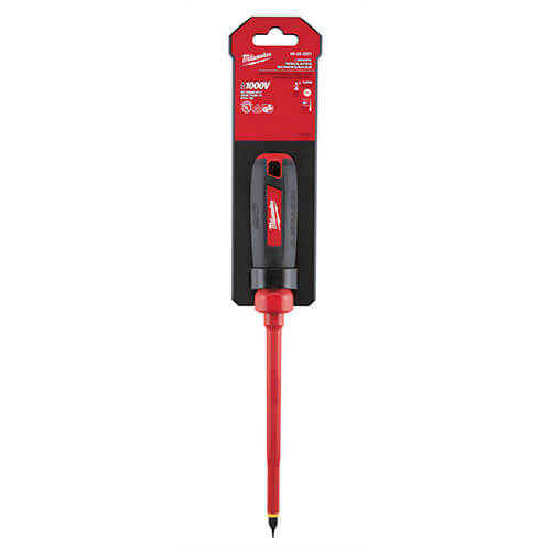 Milwaukee® 48-22-2221 Screwdriver, 1/4 in Slotted Point, Steel Shank, Plastic/Rubber Handle