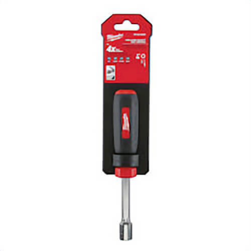 Milwaukee® 48-22-2425 Nut Driver, 7/16 in, Hex/Hollow Shank, Black/Red Cushion Grip Handle, Polished Chrome