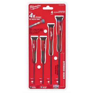Milwaukee® 48-22-2604 Screwdriver Set, 4 pc, Steel, Polished Chrome