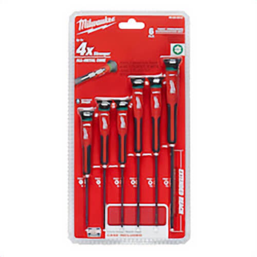 Milwaukee® 48-22-2610 Screwdriver Set, 6 pc, Rubber/Steel, Polished Chrome