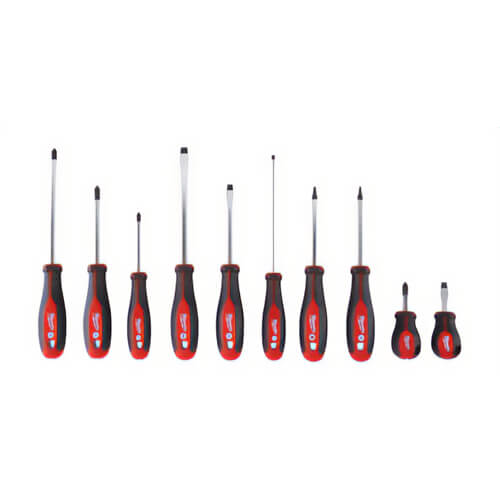 Milwaukee® 48-22-2710 Demolition Screwdriver Set, 10 pc, Forged Steel/Plastic/Rubber