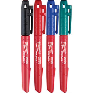 Milwaukee® 48-22-3106 Permanent Industrial Marker, Fine Line Tip, Acrylic, Black/Blue/Green/Red