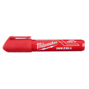 Milwaukee® 48-22-3256 Inkzall™ Permanent Marker, Large Chisel Tip, Plastic, Red, 12 pc