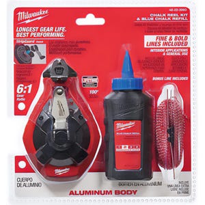 Milwaukee® 48-22-3993 Aluminum Chalk Reel Kit with Blue Chalk and Bonus Line, 100 ft
