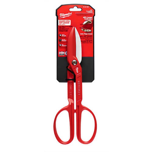Milwaukee® 48-22-4002 Classic Tinner Snip, 16 ga Cold Rolled Steel, 18 ga Stainless Steel Cutting, 3 in L of Cut, Left/Right/Straight Snip