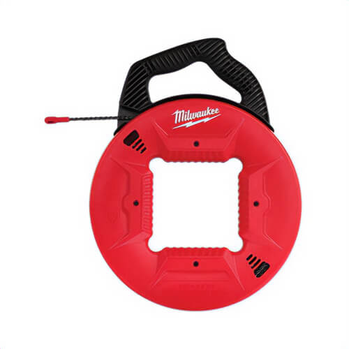 Milwaukee® 48-22-4162 Fish Tape with Non-Conductive Tip, 50 ft L Tape, Round Profile, Polyester Tape, Black/Red