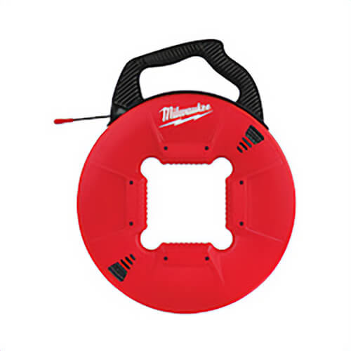 Milwaukee® 48-22-4167 Fish Tape with Non-Conductive Tip, 200 ft L Tape, Round Profile, Polyester Tape, Black/Red