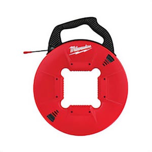 Milwaukee® 48-22-4167 Fish Tape with Non-Conductive Tip, 200 ft L Tape, Round Profile, Polyester Tape, Black/Red