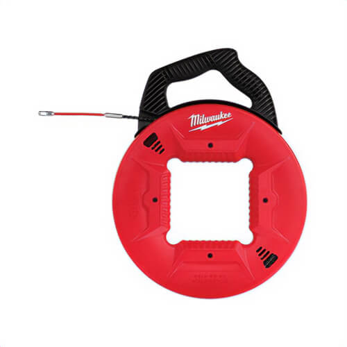 Milwaukee® 48-22-4192 Fish Tape with Flexible Metal Leader, 50 ft L Tape, Round Profile, Polyester Tape, Black/Red