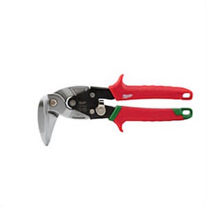 Milwaukee® 48-22-4521 Aviation Snip, 18 ga Cold Rolled Steel/22 ga Stainless Steel Cutting, 4 in L of Cut, Right Cutting Right Angle Snip, Steel Blade