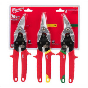Milwaukee® 48-22-4533 3 pc Aviation Snip Set, 18 ga Cold Rolled Steel/22 ga Stainless Steel Cutting, 5 in L of Cut, Steel Blade