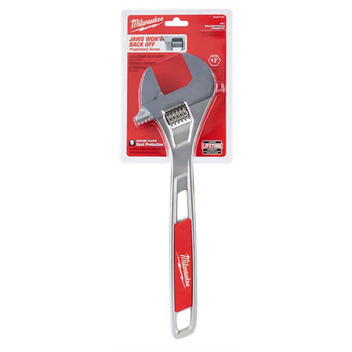 Milwaukee® 48-22-7415 Uninsulated Adjustable Wrench, 1-3/4 in, Polished Chrome, 15 in OAL, Steel Body, ASME Specified, Steel