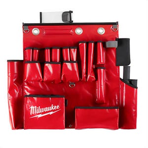 Milwaukee® 48-22-8290 Soft Sided Aerial Tool Apron, L, 25 Pockets, Durable Vinyl, Black/Red/Gray