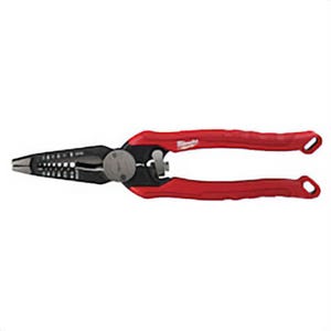 Milwaukee® 48-22-3078 7-In-1 High Leverage Lineman Combination Plier, 18 to 8 AWG Solid/20 to 10 AWG Stranded Thick Max Wire, 0.45 in Steel Jaw