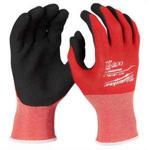 Milwaukee® 48-22-8901B Cut Level 1 Nitrile Dipped Gloves, Soft and Comfortable Liner, Breathable Glove Design, Red, M, 12 pk