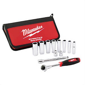 Milwaukee® 48-22-9001 Socket Set, 3/8 in Drive, 12 pc, Included Socket Size: Yes