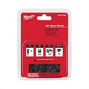 Milwaukee® 49-16-2723 Cordless Saw Chain, Narrow Kerf Bars, 0.043 in Gauge, 40 in L Drive, 10 in L Bar, 3/8 in Low Profile™ Pitch