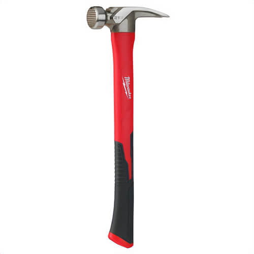 Milwaukee® 48-22-9320 Handle Hammer, 15.937 in OAL, Milled Face, 21 oz Head, Straight Claw, Fiberglass Handle