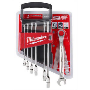 Milwaukee® 48-22-9506 Max Bite™ Combination Ratcheting Wrench Set, 7 pc, Polished Chrome