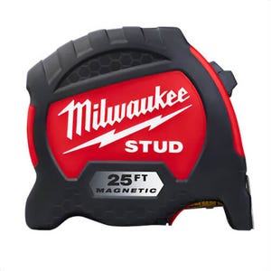 Milwaukee® 48-22-9725M Stud™ Magnetic Measuring Tape with Belt Clip, 25 ft, Steel Blade