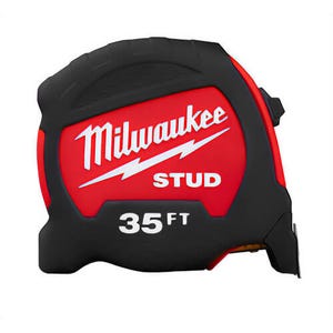 Milwaukee® 48-22-9735 Stud™ Measuring Tape with Belt Clip, 35 ft, Steel Blade