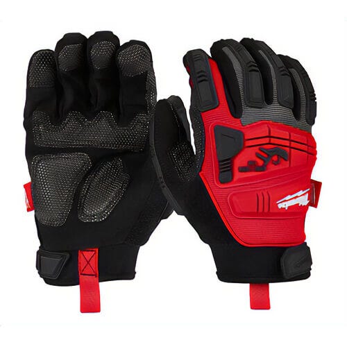 Milwaukee® 48-22-8752 Demolition Impact Gloves, TPR, Black/Red, Finger Tip Style, L