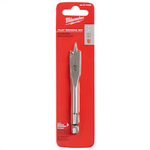Milwaukee® 48-27-0005 Spade Boring Bit, 1/2 in dia, 4-1/2 in OAL, Flat Flute, 1/4 in Shank
