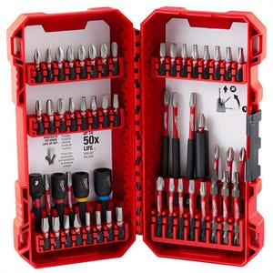 Milwaukee® 48-32-4010 Shockwave 54 pc Bit Set, P1, P2, PR1, P3, SQ1, SQ4, SQ3, T15, T20, T25, T27, T30, SL#8, SL#10, 1/8 in